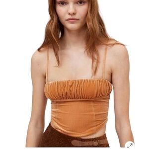 Urban outfitters golden ribbed velvet crop top